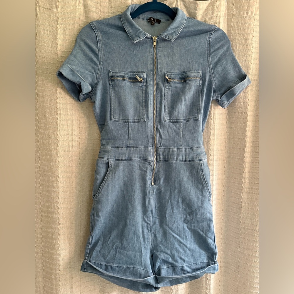 Iris Light Blue Denim Zip-Up Jumpsuit